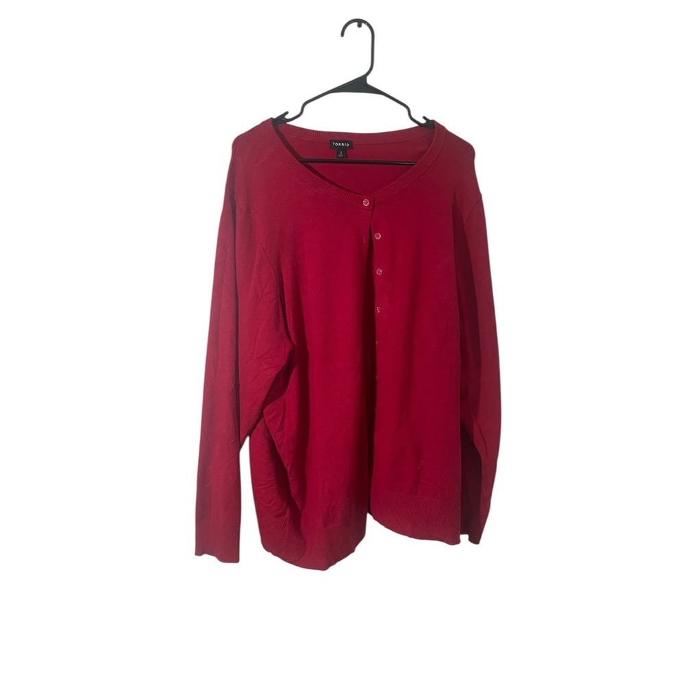 Torrid Size 3X Red Button Down Soft Cardigan‎ Casual Workwear Old Money